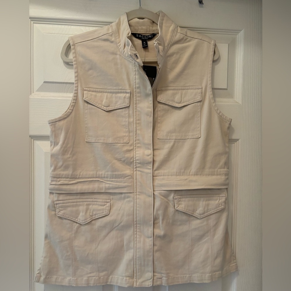 Baccini Denim Cream Vest Jacket Size M